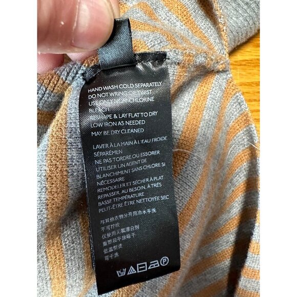 Anthropologie Gray Striped ELISE Ribbed Off Shoulder Sweater Size L - Picture 8 of 11